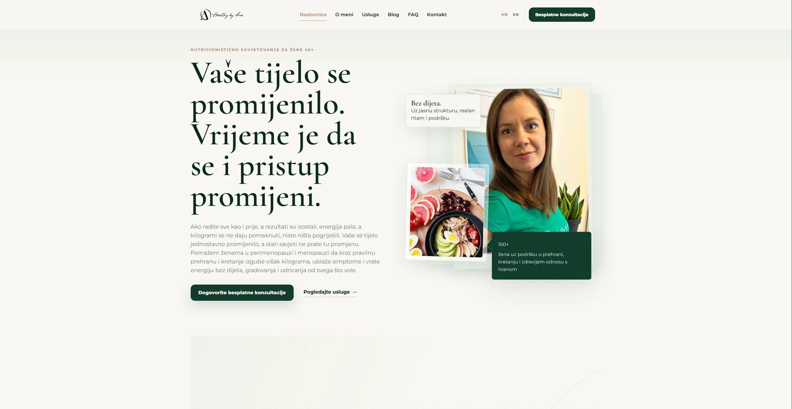Healthy by Ana - custom WordPress web stranica